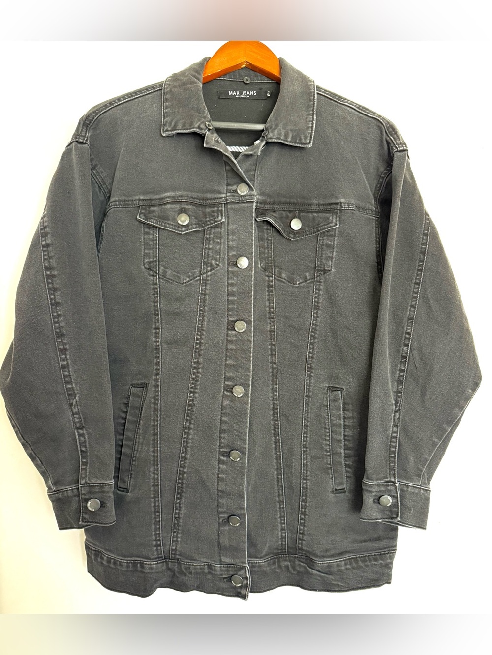 Women’s Max Jeans Black Washed Denim Oversized Jacket Size Small